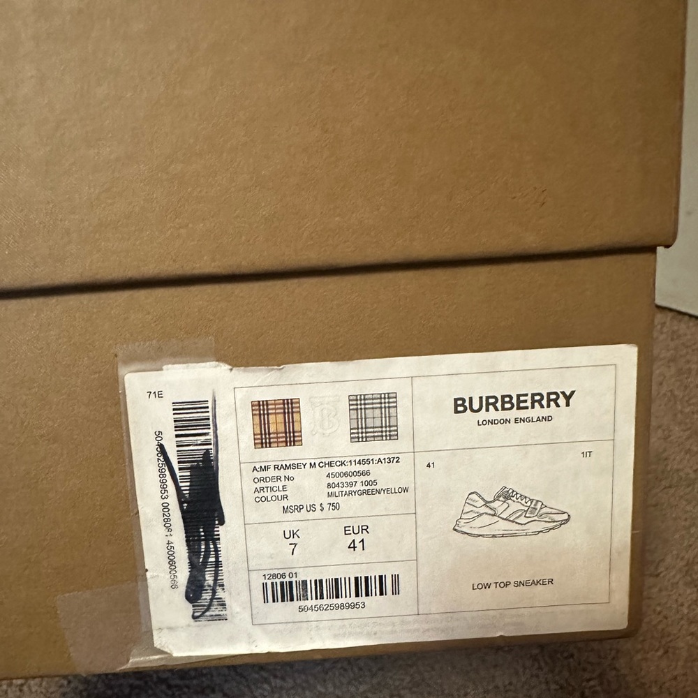Burberry Ramsey Sneakers in military green and yellow Men’s Burberry sneakers - Picture 3 of 5